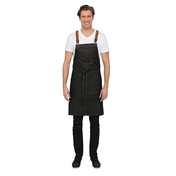 Chef Works Urban Berkeley Denim Brace Bib Apron Black