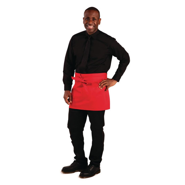 Whites Short Bistro Apron Red