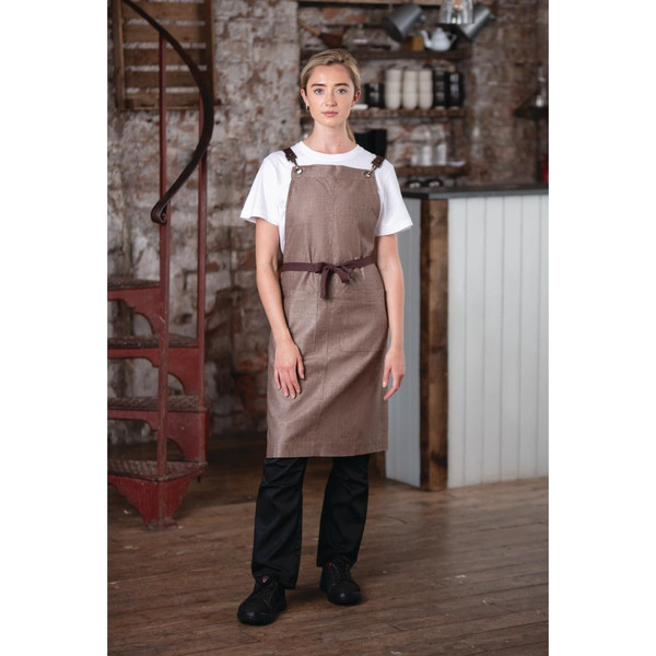 Southside Linen Blend Bib Apron Chocolate