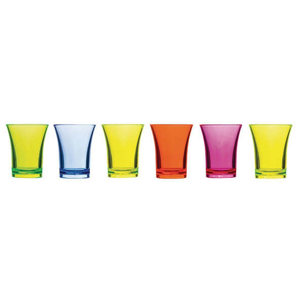 Polystyrene Mixed Colour Shot Glasses 25ml CE Marked (Pack of 24)