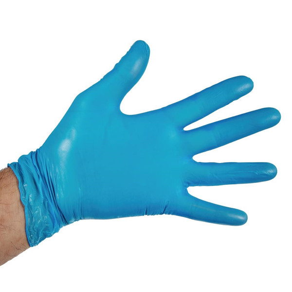 Vogue Powder-Free Vinyl Gloves Blue Large (Pack of 100)