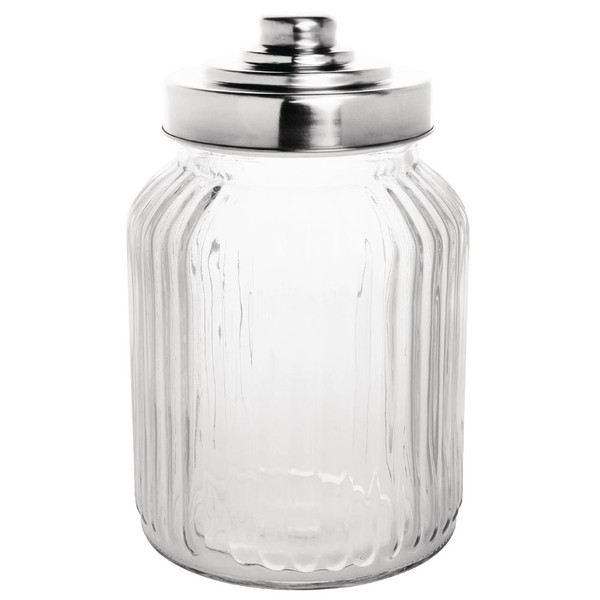 Olympia Ribbed Glass Storage Jar 900ml (Pack of 6)