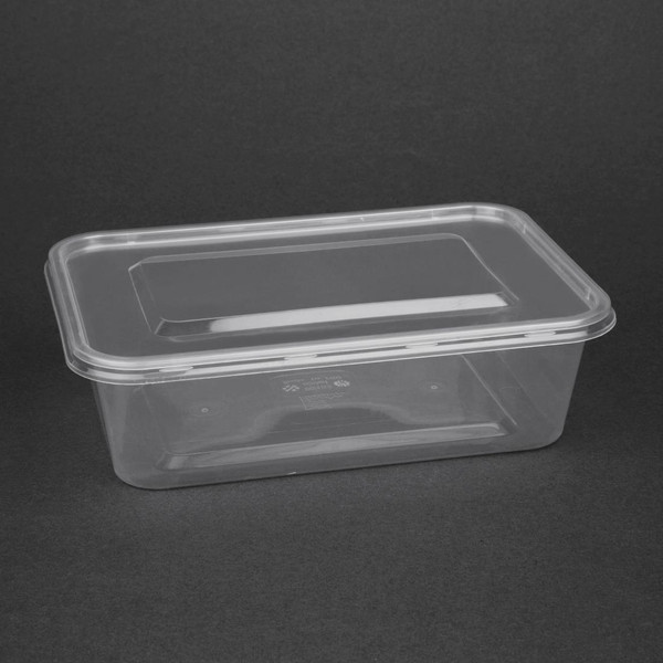 Fiesta Recyclable Plastic Microwavable Containers with Lid Medium 650ml (Pack of 250)