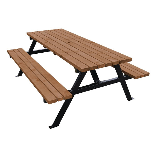 Bolero Steel Frame Wooden Picnic Bench 7ft