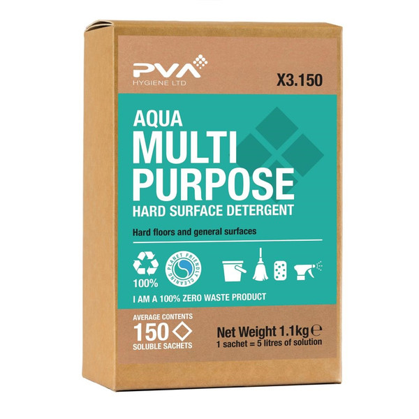 PVA Hygiene Aqua Multi-Purpose Hard Surface Detergent Soluble Sachets (150 Sachets)