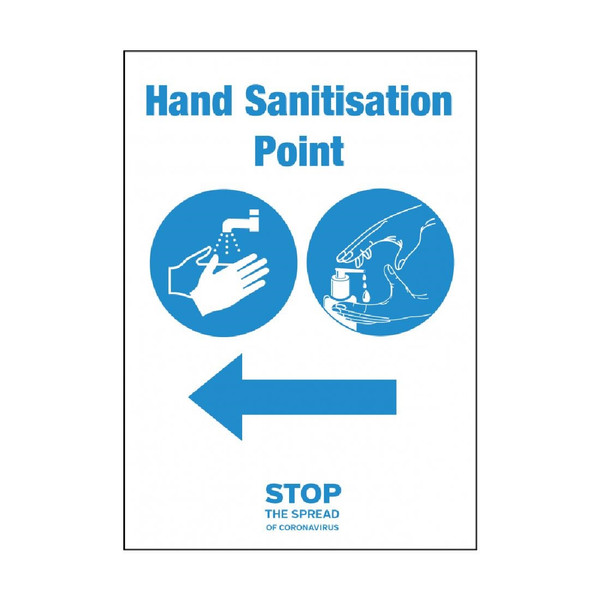 Hand Sanitisation Point Arrow Right Sign A4 Self-Adhesive