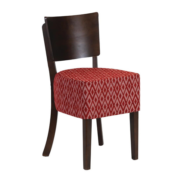 Asti Padded Dark Walnut Dining Chair with Red Diamond Deep Padded Seat and Back (Pack of 2)