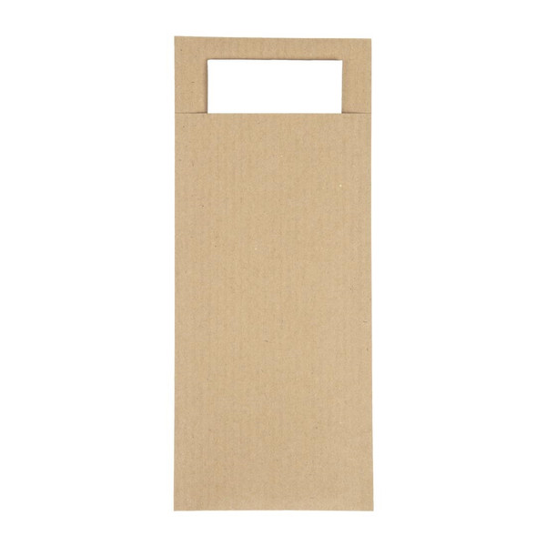 Europochette Kraft Brown Cutlery Pouch with White Napkin (Pack of 600)