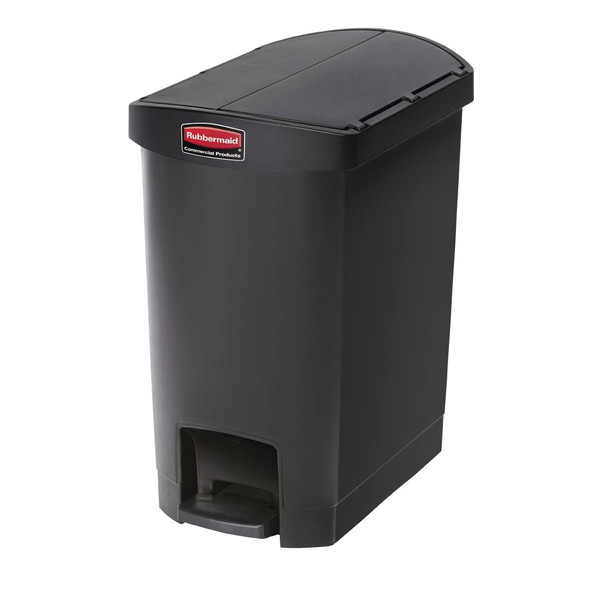 Rubbermaid Slim Jim End Step on Pedal Bin Black 30Ltr