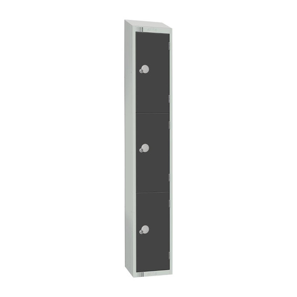 Elite Three Door Padlock Locker Graphite Grey with Sloping Top