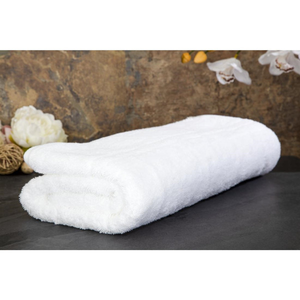 ECOKNIT - Bath Sheet, White - 650 GSM, 3 Stripes - 90cm x 160cm