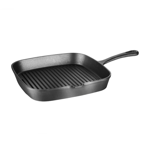 Vogue Square Cast Iron Ribbed Skillet Pan 241mm