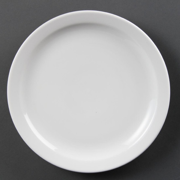 Bulk Buy Olympia Whiteware Narrow Rimmed Plates 250mm (Pack of 36)