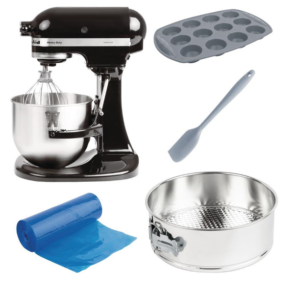 KitchenAid K5 Heavy Duty Stand Mixer 4.8Ltr 5KPM5EOB Starter Kit Bundle