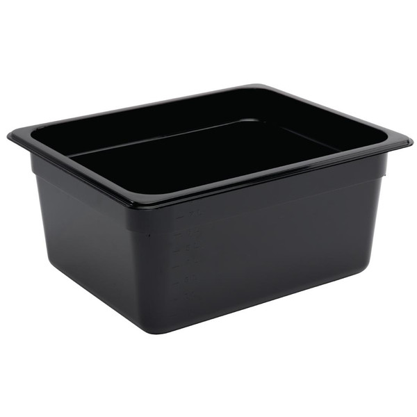 Vogue Polycarbonate 1/2 Gastronorm Container 150mm Black