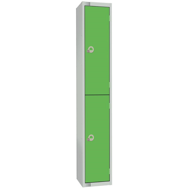 Elite Double Door Coin Return Locker with Sloping Top Graphite Green