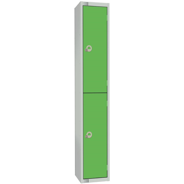 Elite Double Door Camlock Locker with Sloping Top Green
