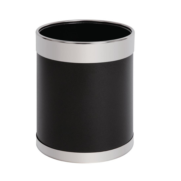 Bolero Black Waste Paper Bin with Silver Rim