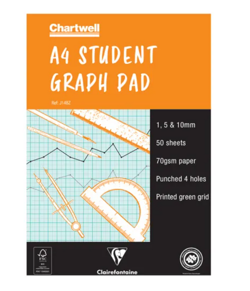 Chartwell 1/5/10mm Graph Pad A4 50 Leaf J14B