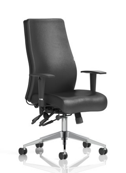 Onyx Ergo Posture Chair Black Soft Bonded Leather Without Headrest With Arms