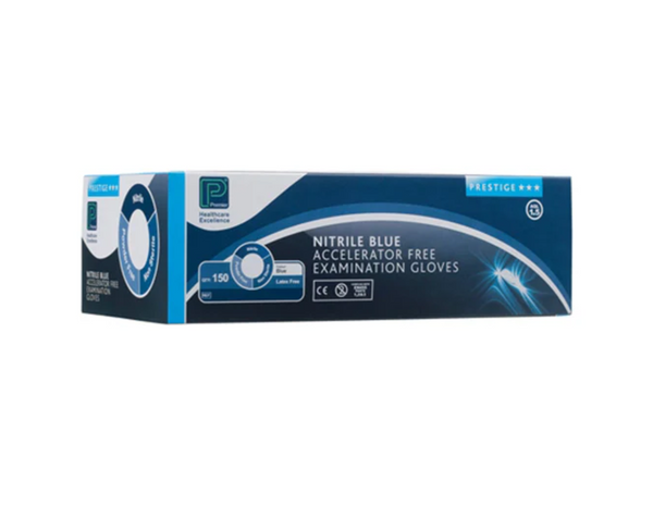 Premier Non–Sterile Accelerator–Free Nitrile Examination Gloves Blue (Small) (Pack of 150)
