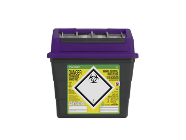 Sharpsafe® Recycled UK Grey With Purple Lid  5 L Sharpsafe® Recycled UK Grey With Purple Lid  5 L
