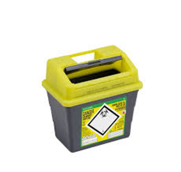 Sharpsafe® Sharps Container Bins Grey With Yellow Protected Access Lid  9 L Sharpsafe® Sharps Container Bins Grey With Yellow Protected Access Lid  9 L