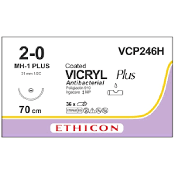 Coated Vicryl™ Plus Taper Cut Needles V–30 | 1/2 Circle | 31 mm | 70 cm | Violet | Braided Coated Vicryl™ Plus Taper Cut Needles V–30 | 1/2 Circle | 31 mm | 70 cm | Violet | Braided