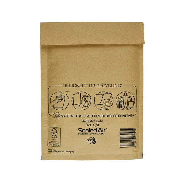 Mail Lite Bubble Postal Bag Gold C0-150x210 (Pack of 100) 101098091