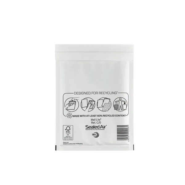 Mail Lite Bubble Postal Bag White C0-150x210 (Pack of 100) 101097840