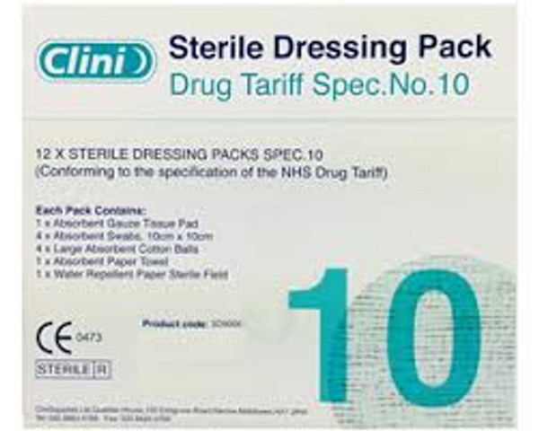 Surgical Spec 10 Drug Tariff Dressing Packs (Pack of 72) Surgical Spec 10 Drug Tariff Dressing Packs (Pack of 72)