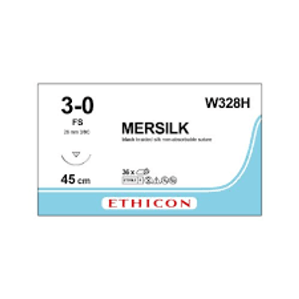 Mersilk™ Reverse Cutting Needles KS–75 | 75 mm | Straight | 3–0| 100 cm | Black | Braided