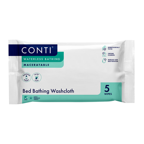 Conti® Lightly–Fragranced Maceratable Bed Bathing Washcloths (Pack of 5)