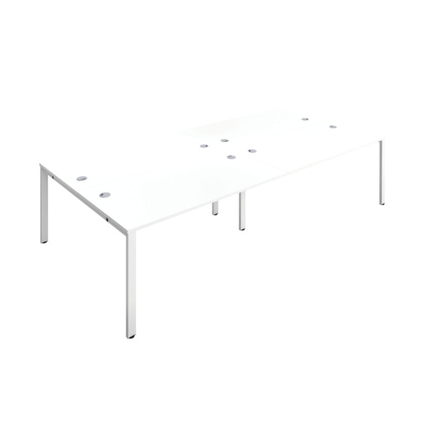 Jemini 4 Person Bench Desk 3200x1600x730mm White/White
