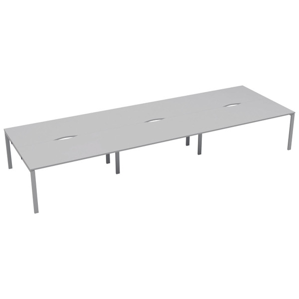 Jemini 6 Person Bench Desk 4800x1600x730mm White/White