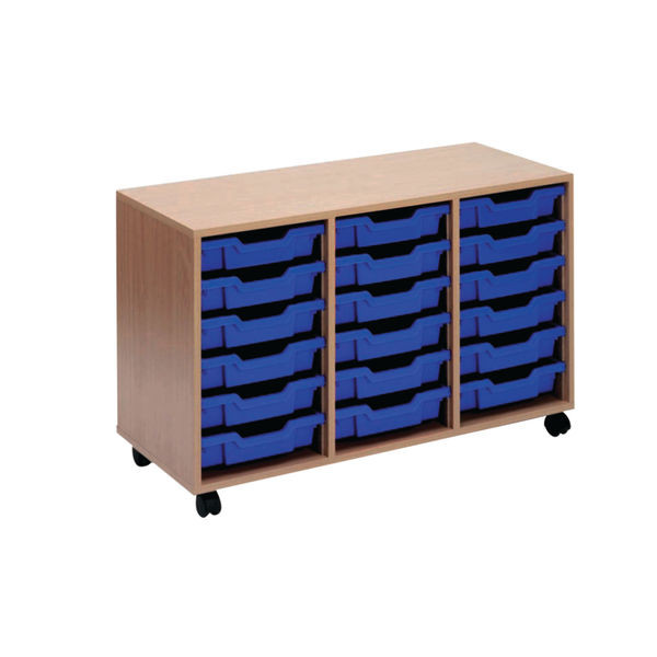 Jemini Mobile Storage Unit 18 Tray 1030x495x650mm Beech