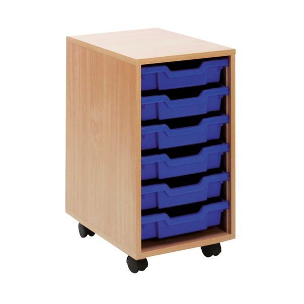 Jemini Mobile Storage Unit 6 Tray 370x495x650mm Beech