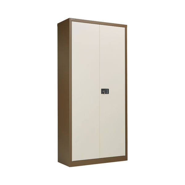 Jemini 2 Door Storage Cupboard Metal 950x420x1960mm Coffee/Cream