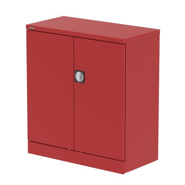 Qube 1000mm 2-Door Stationery Cupboard Red With Shelf