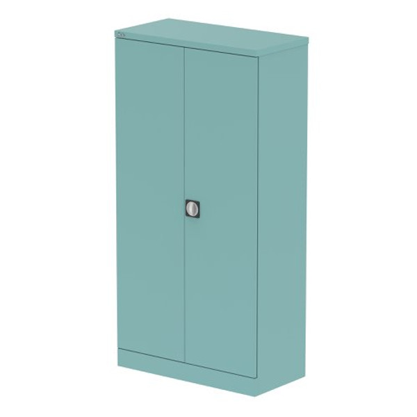 Qube 1850mm 2-Door Stationery Cupboard Pastel Turquoise With Shelves