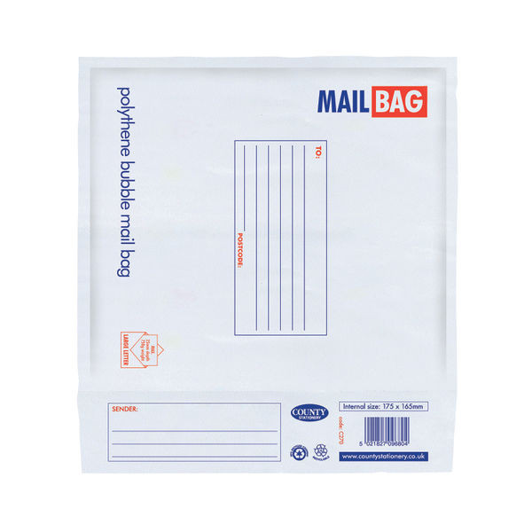 County Stationery Poly Bubble Envelopes 175x165mm (Pack of 10) C270