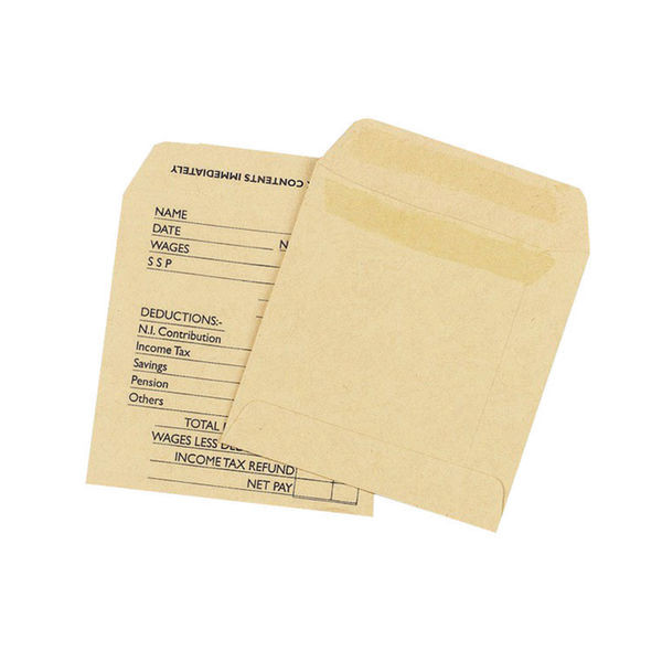 Q-Connect Envelope Wage 108x102mm Printed Self Seal 90gsm Manilla (Pack of 1000)