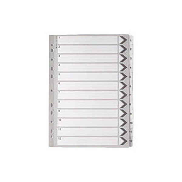 A4 White 1-12 Mylar Index Mylar Reinforced Tabs/Holes
