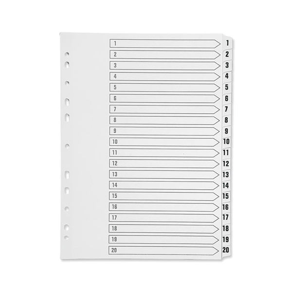 Q-Connect 1-20 Index Multi-Punched Reinforced Board Clear Tab A4 White