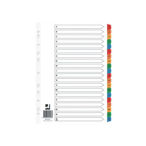 Q-Connect Index A-Z Board Reinforced Multi-coloured tabs (Pack of 10)