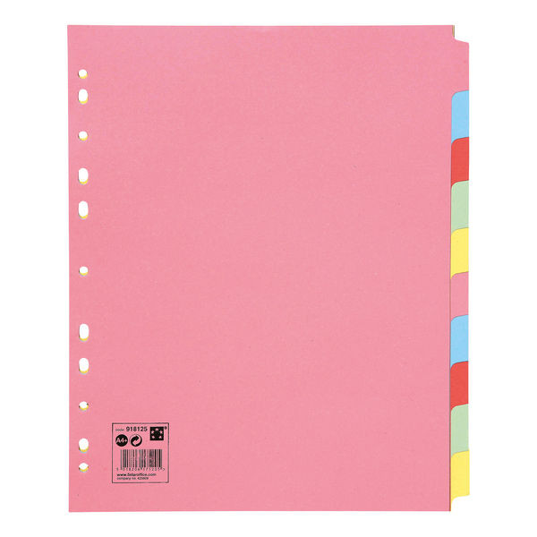 5 Star Office Subject Dividers 10-Part Recycled Card Multipunched Extra Wide 155gsm A4  Assorted