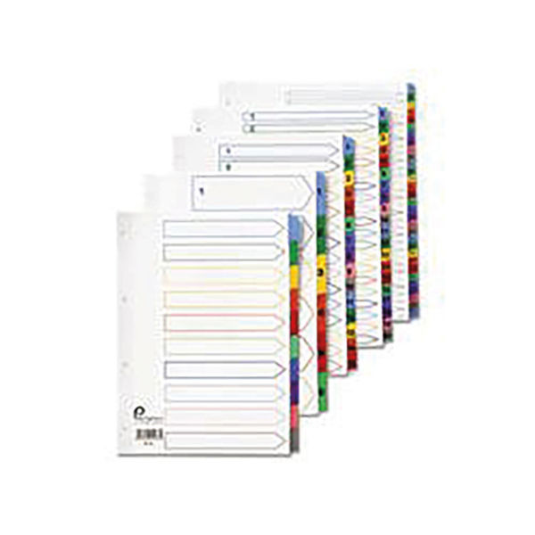 5 Star Office Index Jan-Dec Multipunched Reinforced Multicolour Tabs 160gsm A4 White