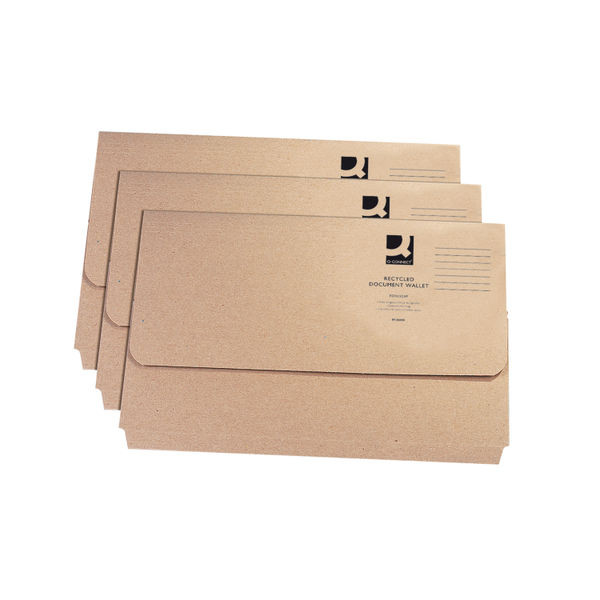 Q-Connect Document Wallet Foolscap Buff (50 Pack)