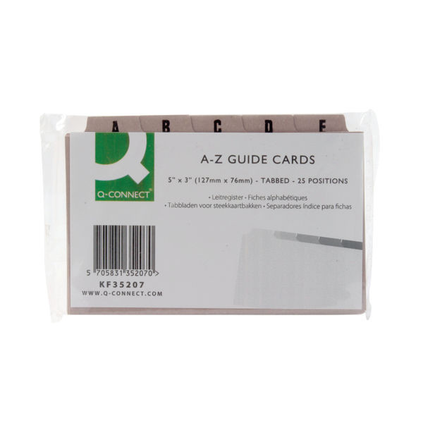 Q-Connect Guide Card 5x3 Inch A-Z Buff (Pack of 25)