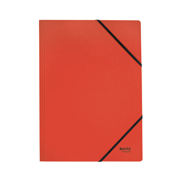 Leitz Recycle Card Folder/Elastic Bands A4 Red (Pack of 10) 39080025 Leitz Recycle Card Folder/Elastic Bands A4 Red (Pack of 10) 39080025
